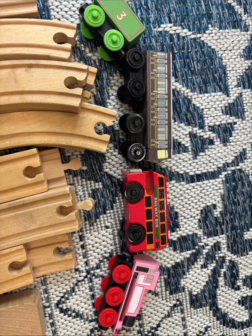 24-pc Wooden Train Track Set with 4-pc  Engine Cars -thomas